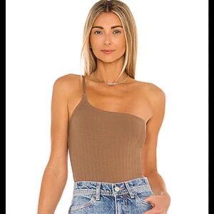 MAJORELLE Brown Ribbed Bodysuit